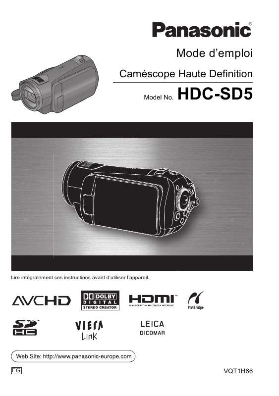 Guide utilisation PANASONIC HDC-SD5  de la marque PANASONIC
