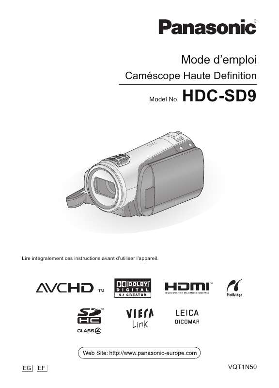 Guide utilisation PANASONIC HDC-SD9  de la marque PANASONIC