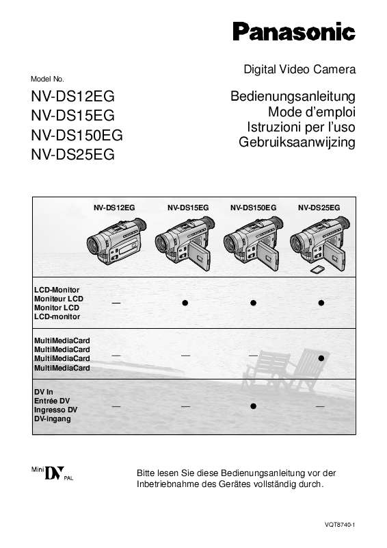Guide utilisation PANASONIC NV-DS12EG  de la marque PANASONIC