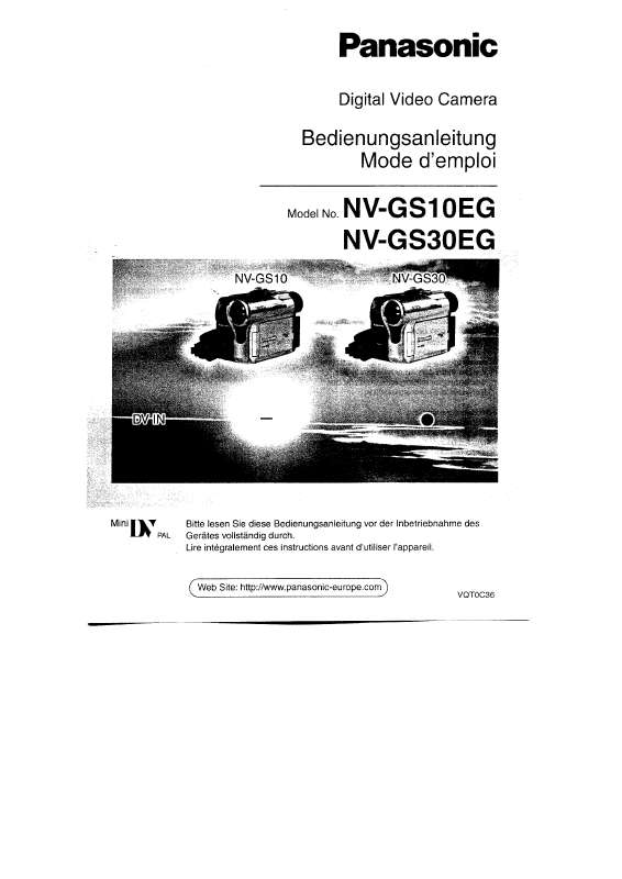 Guide utilisation PANASONIC NV-GS30EG  de la marque PANASONIC