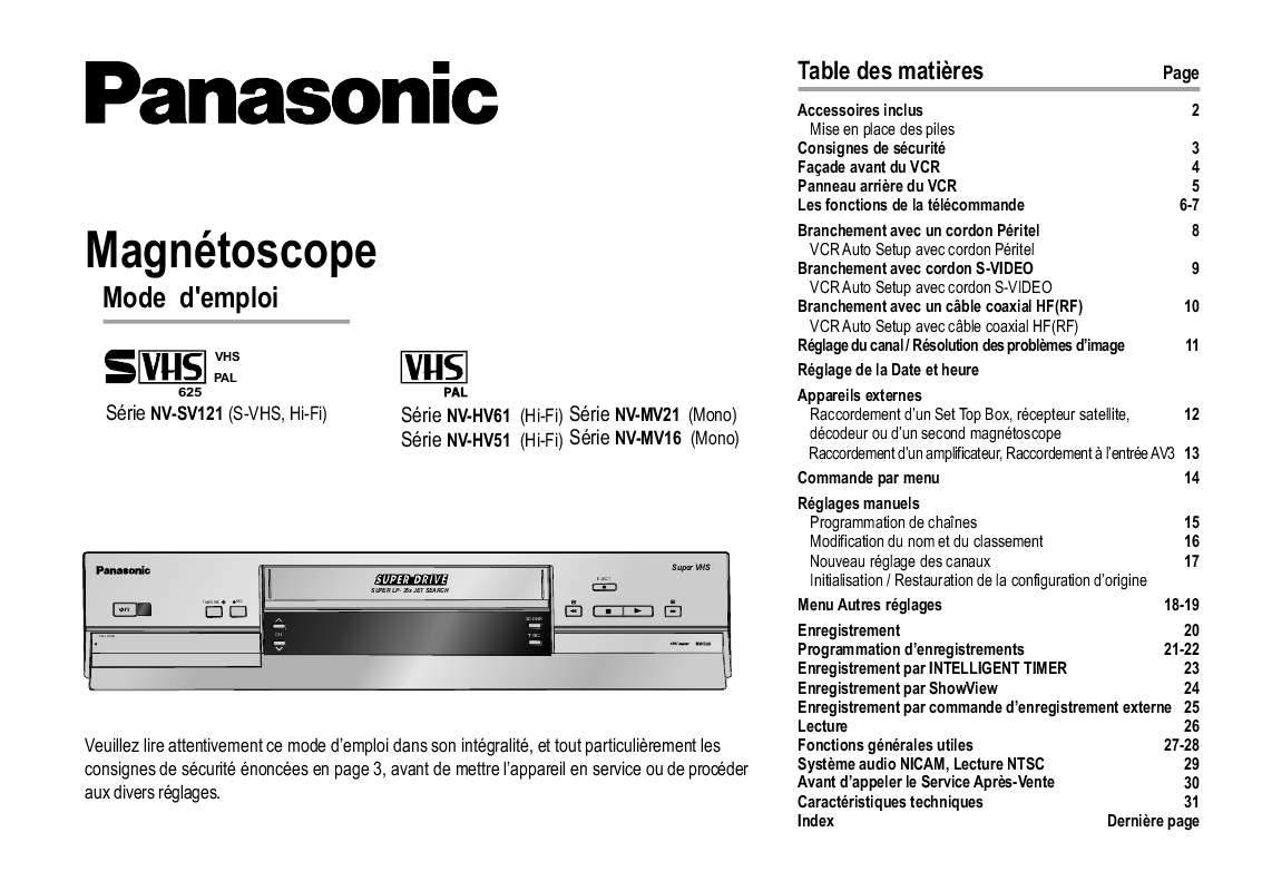 Guide utilisation PANASONIC NV-MV16  de la marque PANASONIC