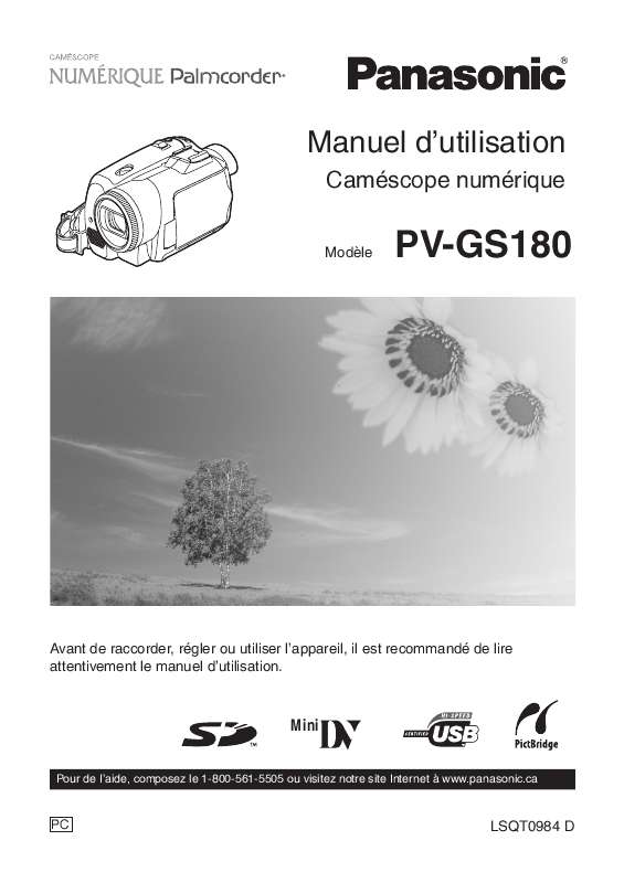 Guide utilisation PANASONIC PV-GS180  de la marque PANASONIC