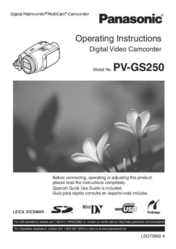 Guide utilisation PANASONIC PV-GS250  de la marque PANASONIC