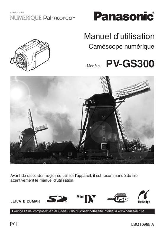 Guide utilisation PANASONIC PV-GS300  de la marque PANASONIC
