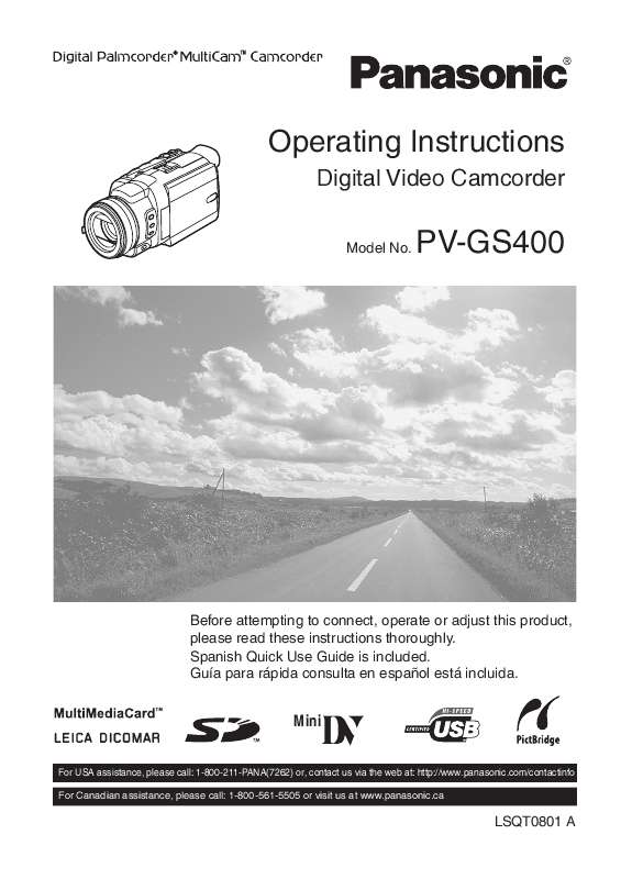 Guide utilisation PANASONIC PV-GS400  de la marque PANASONIC