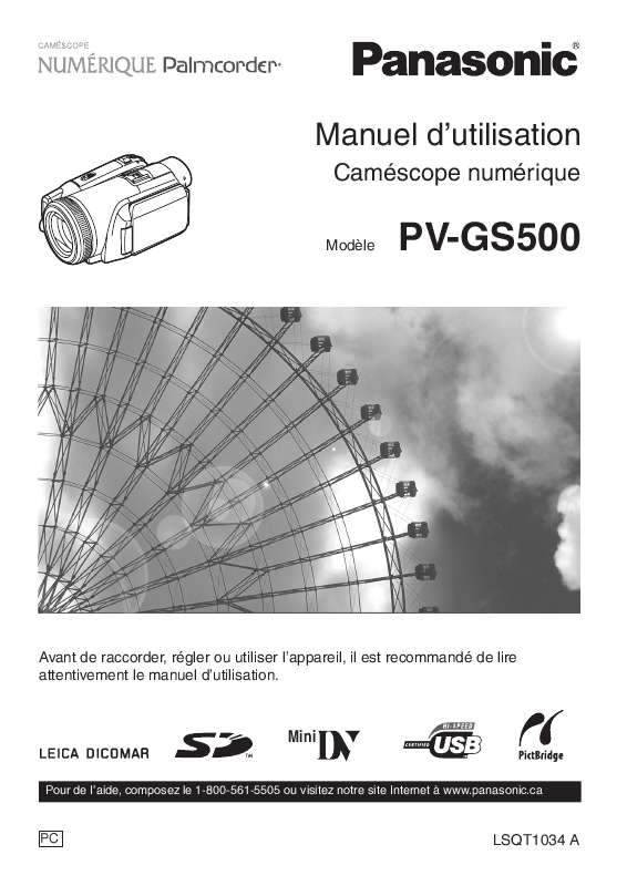 Guide utilisation PANASONIC PV-GS500  de la marque PANASONIC