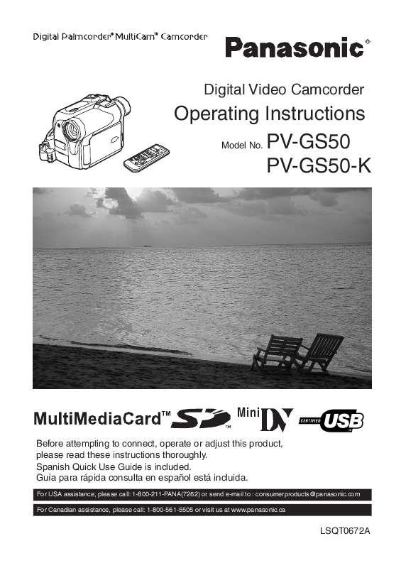 Guide utilisation PANASONIC PV-GS50K  de la marque PANASONIC