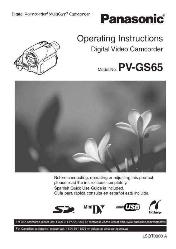 Guide utilisation PANASONIC PV-GS65  de la marque PANASONIC