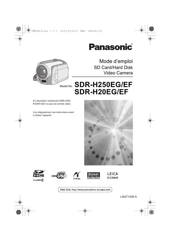 Guide utilisation PANASONIC SDR-H20EF  de la marque PANASONIC