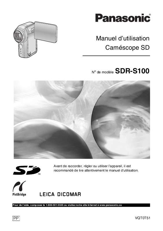 Guide utilisation PANASONIC SDR-S100  de la marque PANASONIC