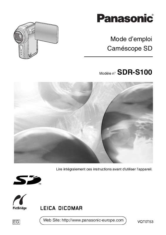 Guide utilisation PANASONIC SDR-S100EG  de la marque PANASONIC