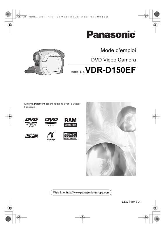 Guide utilisation PANASONIC VDR-D150EF  de la marque PANASONIC
