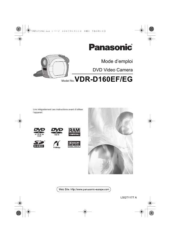 Guide utilisation PANASONIC VDR-D160EG  de la marque PANASONIC