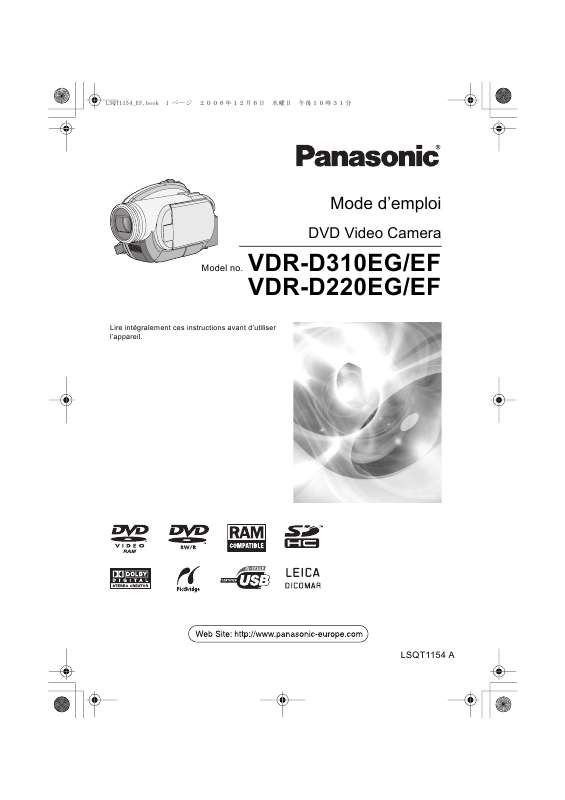 Guide utilisation PANASONIC VDR-D220EG  de la marque PANASONIC