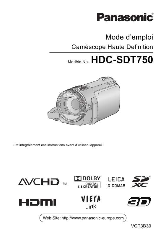 Guide utilisation PANASONIC HDC-SDT750  de la marque PANASONIC