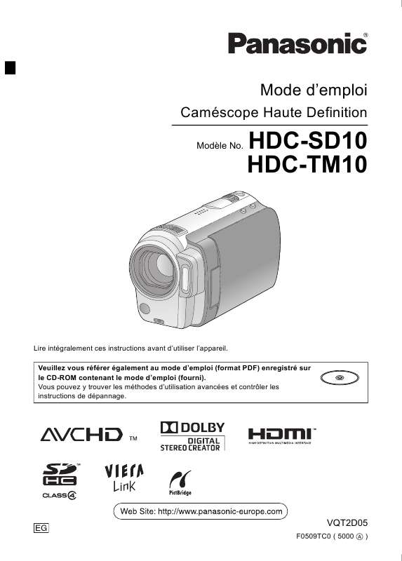 Guide utilisation PANASONIC HDC-TM10  de la marque PANASONIC