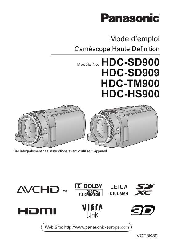 Guide utilisation PANASONIC HDC-SD900  de la marque PANASONIC