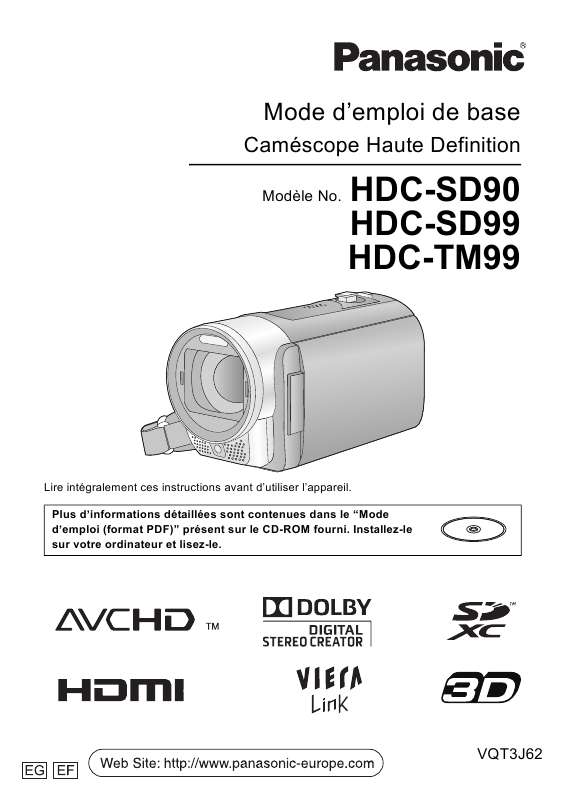 Guide utilisation PANASONIC HDC-SD99  de la marque PANASONIC