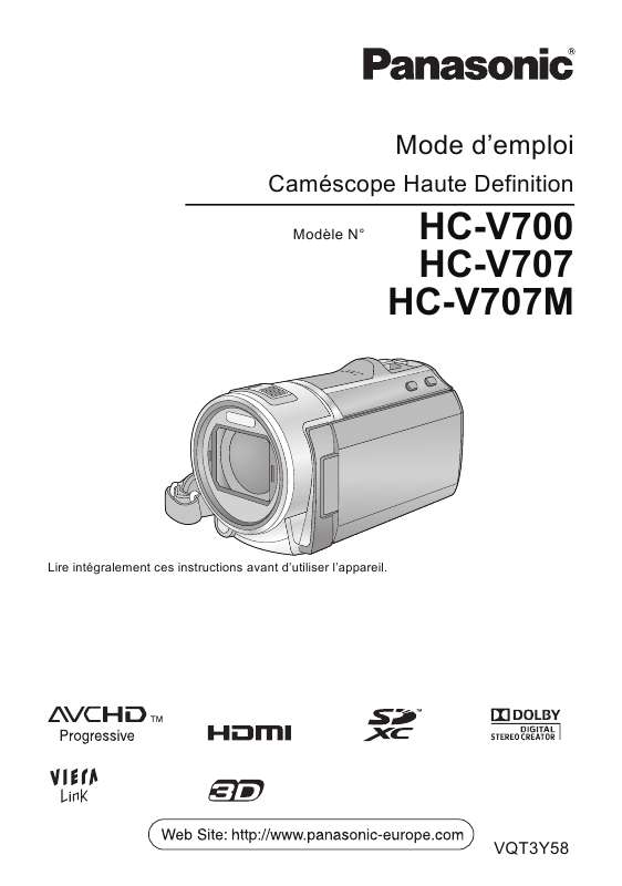 Guide utilisation PANASONIC HC-V700EF  de la marque PANASONIC