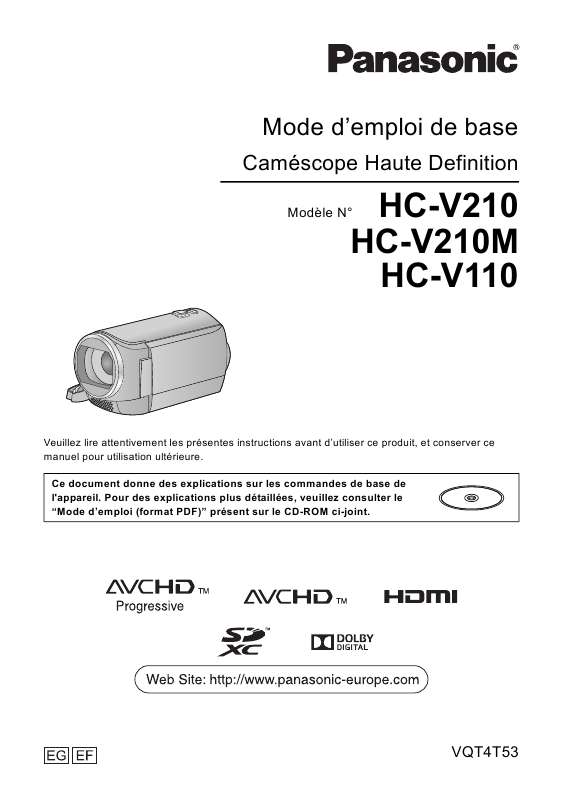 Guide utilisation PANASONIC HC-V210EG  de la marque PANASONIC