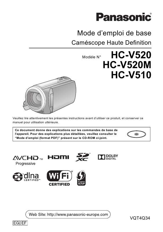 Guide utilisation PANASONIC HC-V510EF  de la marque PANASONIC