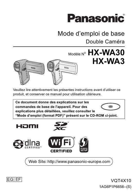Guide utilisation PANASONIC HX-WA3EG  de la marque PANASONIC