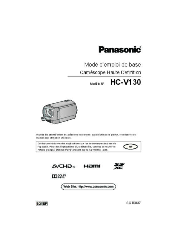 Guide utilisation PANASONIC HC-V130EF  de la marque PANASONIC