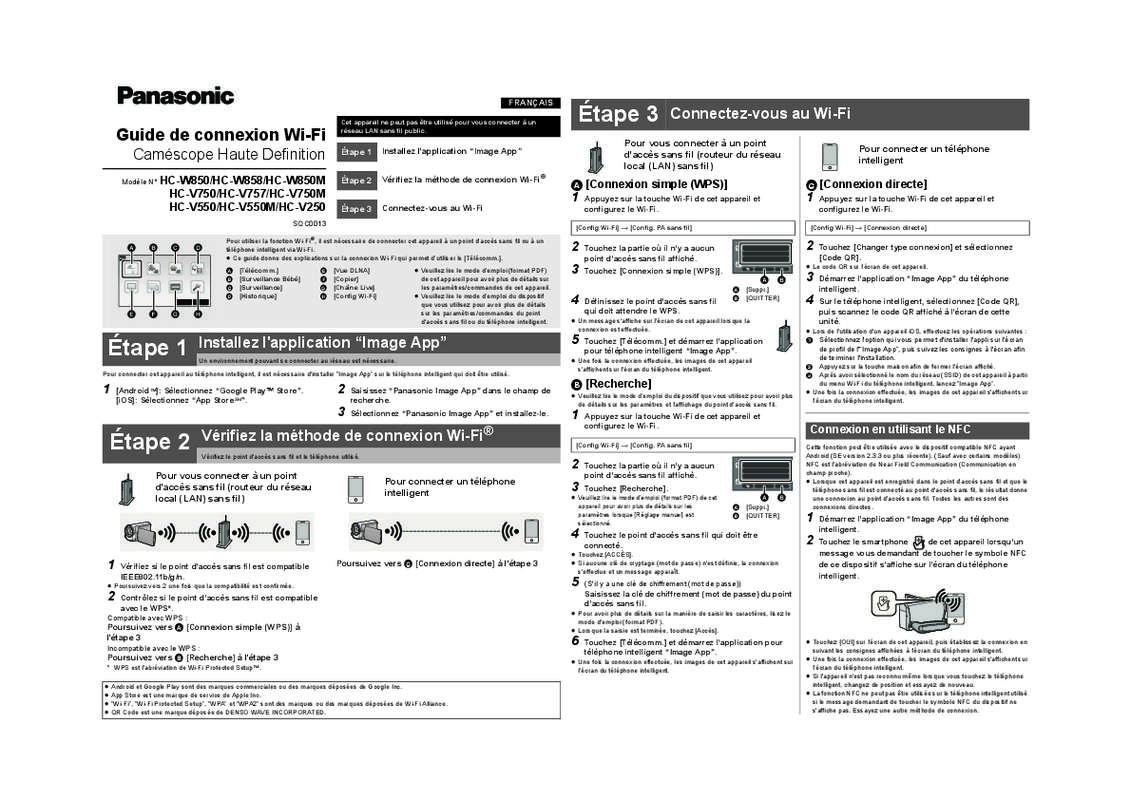 Guide utilisation PANASONIC HC-V250EC  de la marque PANASONIC