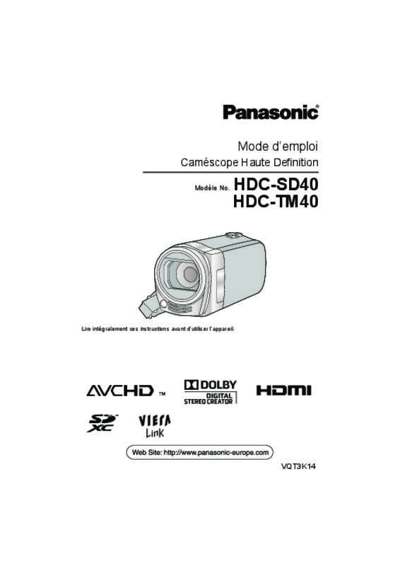 Guide utilisation PANASONIC HDC-SD40EG  de la marque PANASONIC