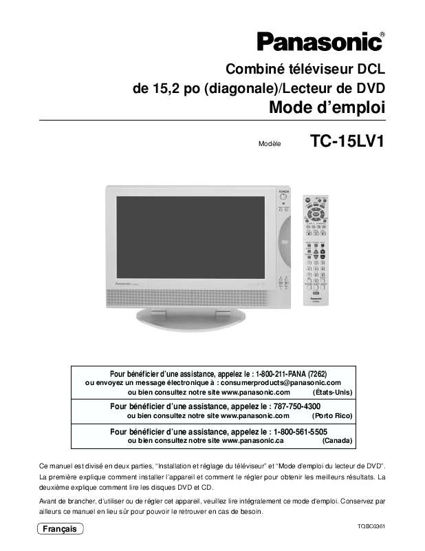 Guide utilisation PANASONIC TC-15LV1  de la marque PANASONIC