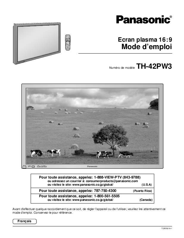 Guide utilisation PANASONIC TH-42PW3U  de la marque PANASONIC