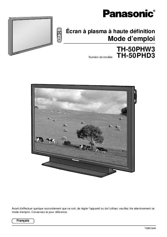 Guide utilisation PANASONIC TH-50PHD3E  de la marque PANASONIC