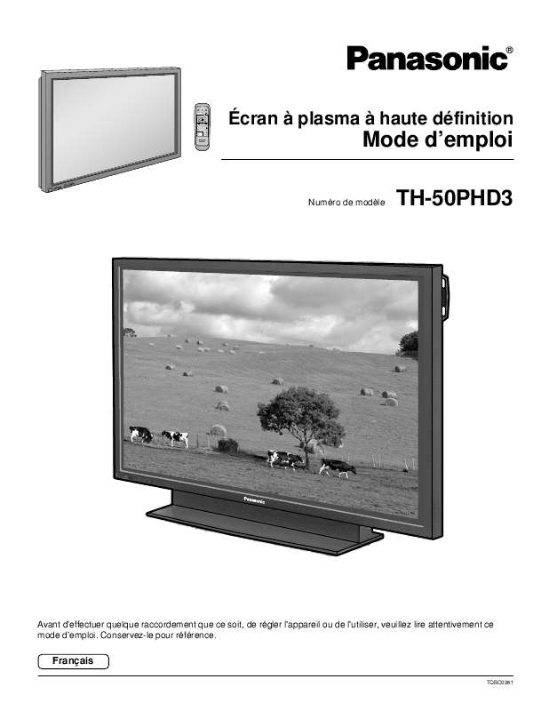 Guide utilisation PANASONIC TH-50PHD3U  de la marque PANASONIC