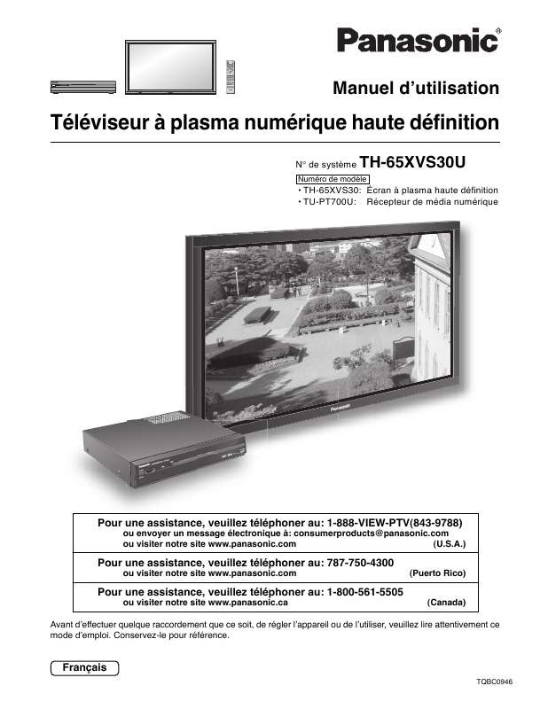 Guide utilisation PANASONIC TH-65XVS30  de la marque PANASONIC