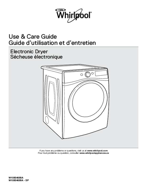 Guide utilisation WHIRLPOOL WGD7590FW  - USE & CARE GUIDE de la marque WHIRLPOOL
