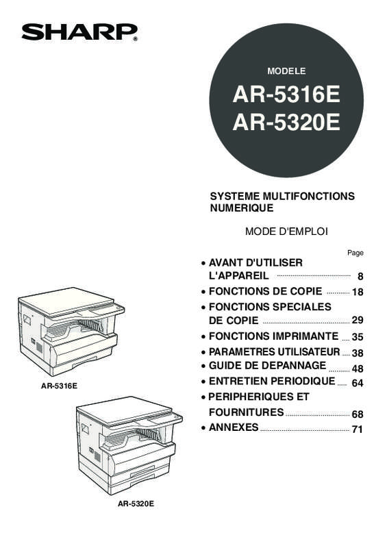 Guide utilisation SHARP AR 5316  de la marque SHARP