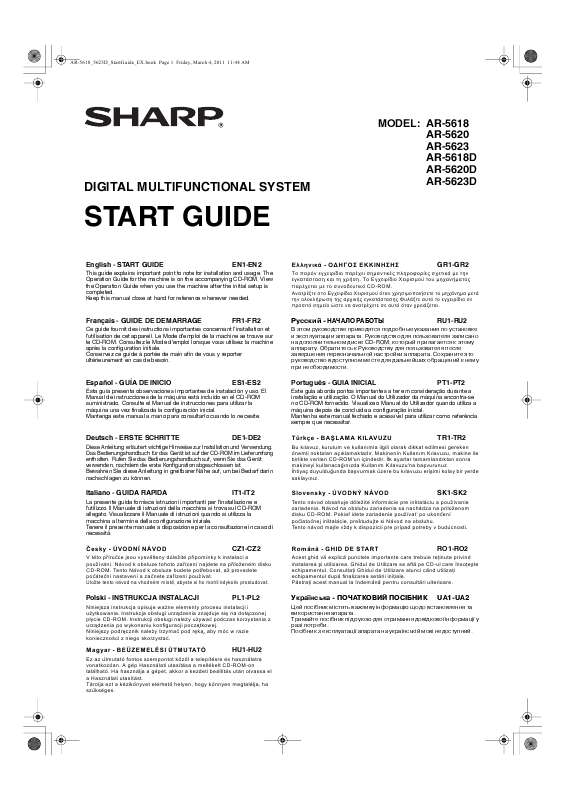 Guide utilisation SHARP AR 5620 & AR-5620  de la marque SHARP