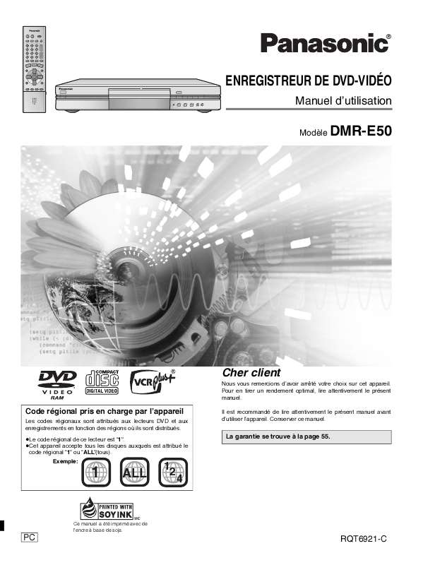 Guide utilisation PANASONIC DMR-E50  de la marque PANASONIC