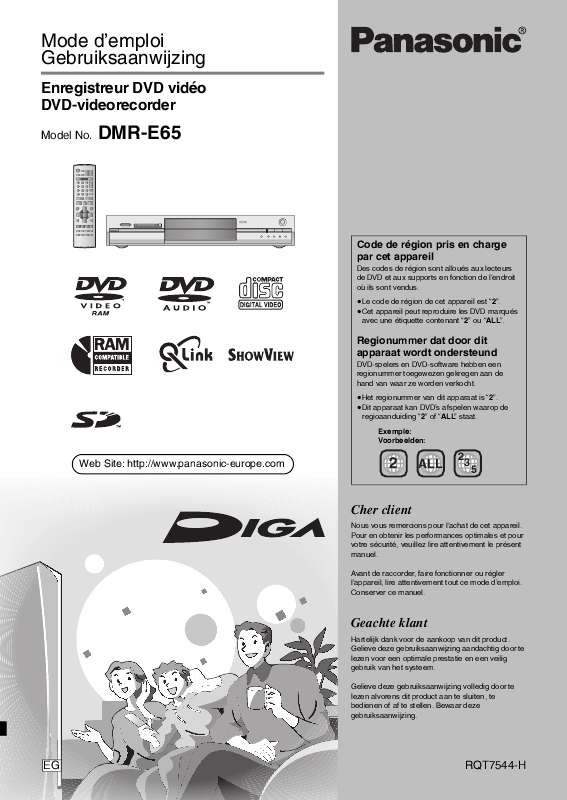 Guide utilisation PANASONIC DMR-E65  de la marque PANASONIC