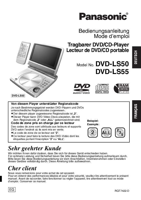 Guide utilisation PANASONIC DVD-LS50  de la marque PANASONIC