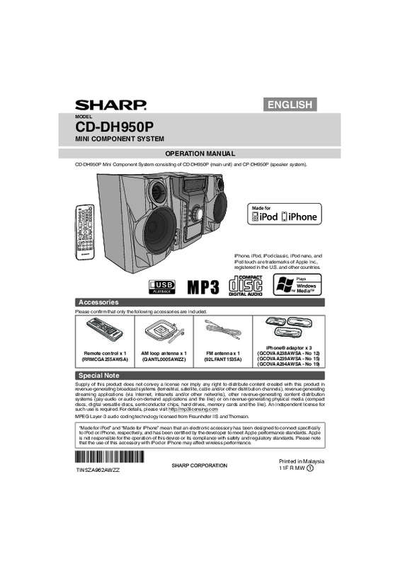 Guide utilisation SHARP CD-DH950  de la marque SHARP