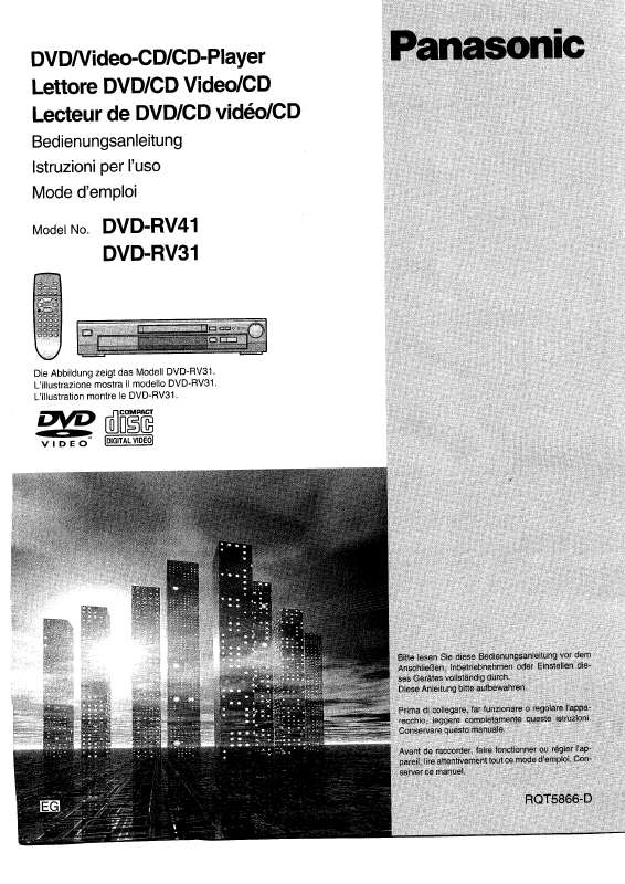 Guide utilisation PANASONIC DVD-RV31  de la marque PANASONIC