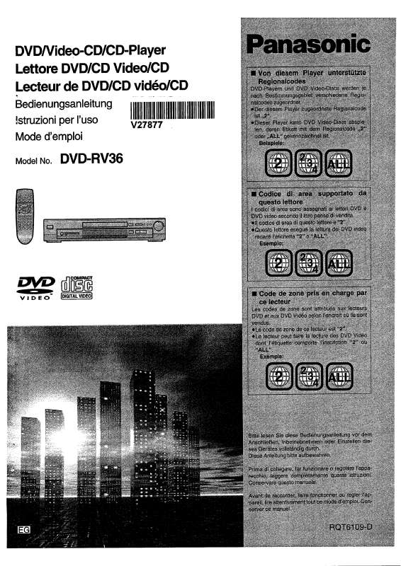 Guide utilisation PANASONIC DVD-RV36EG  de la marque PANASONIC