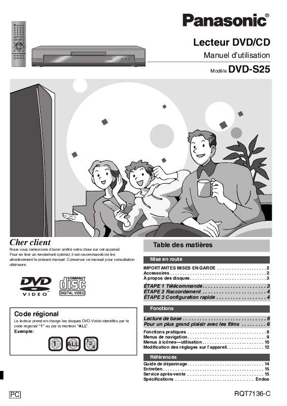 Guide utilisation PANASONIC DVD-S25  de la marque PANASONIC