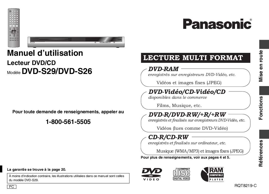 Guide utilisation PANASONIC DVD-S26  de la marque PANASONIC