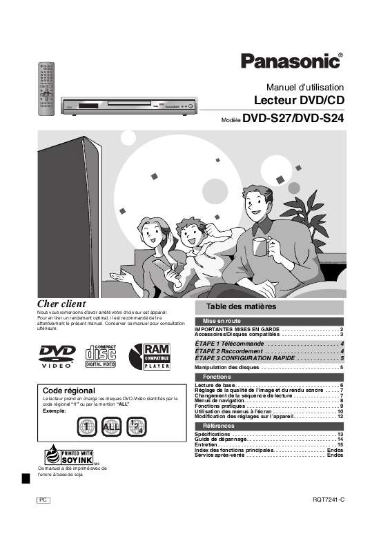 Guide utilisation PANASONIC DVD-S27  de la marque PANASONIC