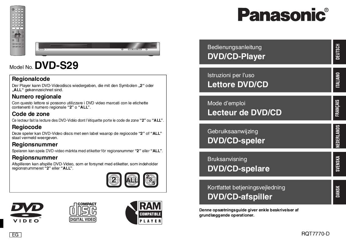 Guide utilisation PANASONIC DVD-S29EG  de la marque PANASONIC