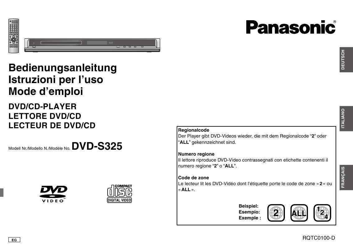 Guide utilisation PANASONIC DVD-S325  de la marque PANASONIC