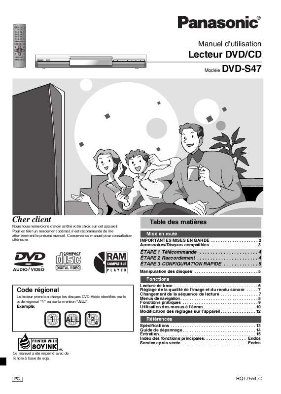 Guide utilisation PANASONIC DVD-S47  de la marque PANASONIC