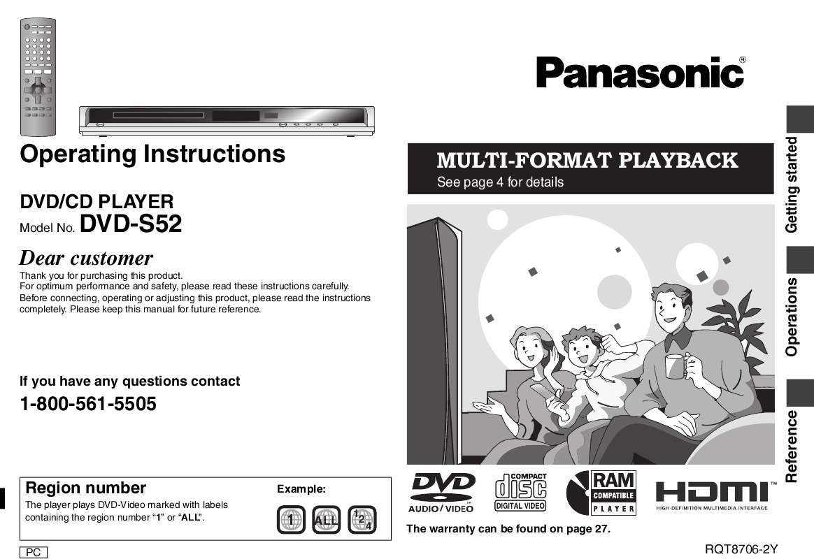 Guide utilisation PANASONIC DVD-S52  de la marque PANASONIC